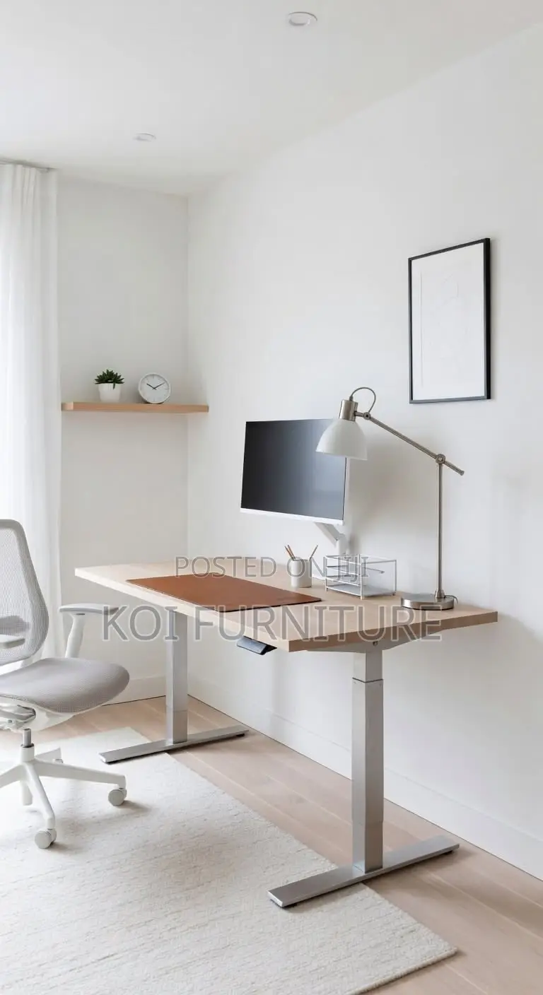 Office Desk; 1400mm Minimal Desk Setup for a Calm Work Environment