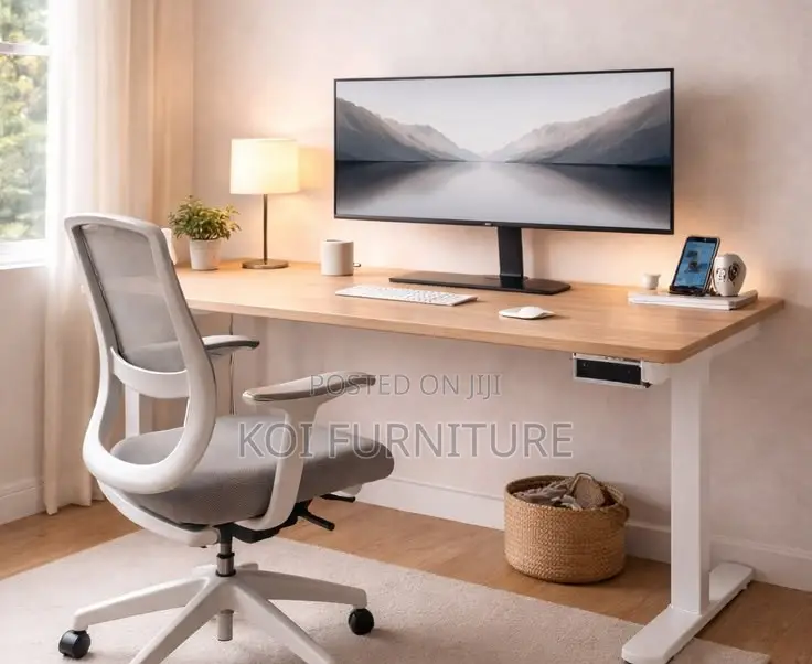 Office Desk; 1400mm Minimal Desk Setup for a Calm Work Environment