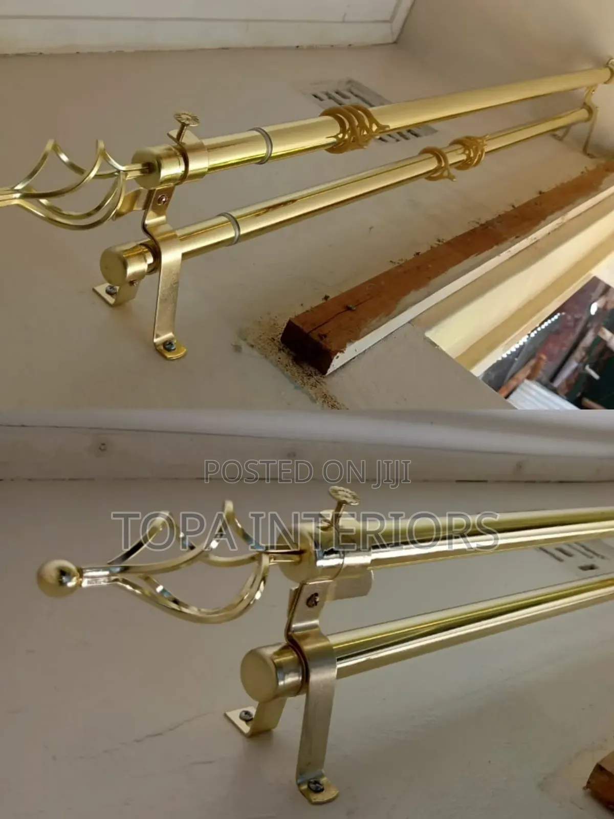 Gold Door Curtain Rods Two Metres Double for Window Covering