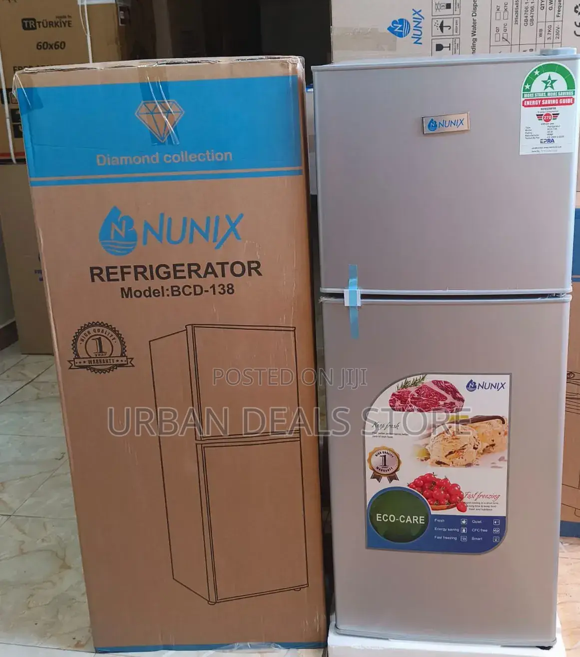 Nunix 138l Double Door Fridge – Silver