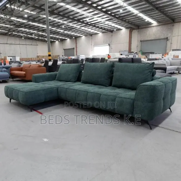 Forest Luxe L- Shaped Tufted Sofa Set