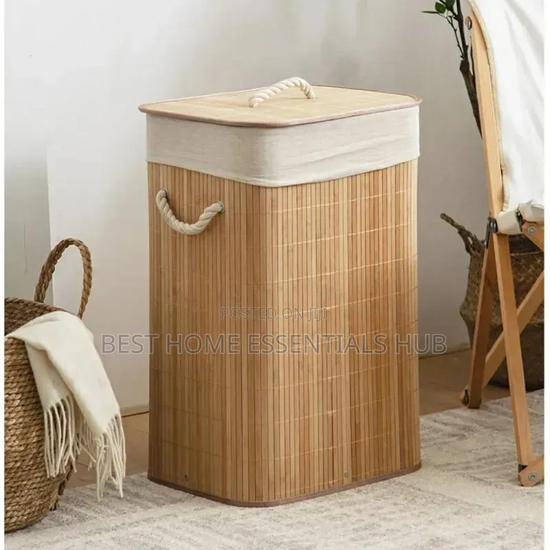 *Large Capacity Eco-Friendly Bamboo Laundry Basket