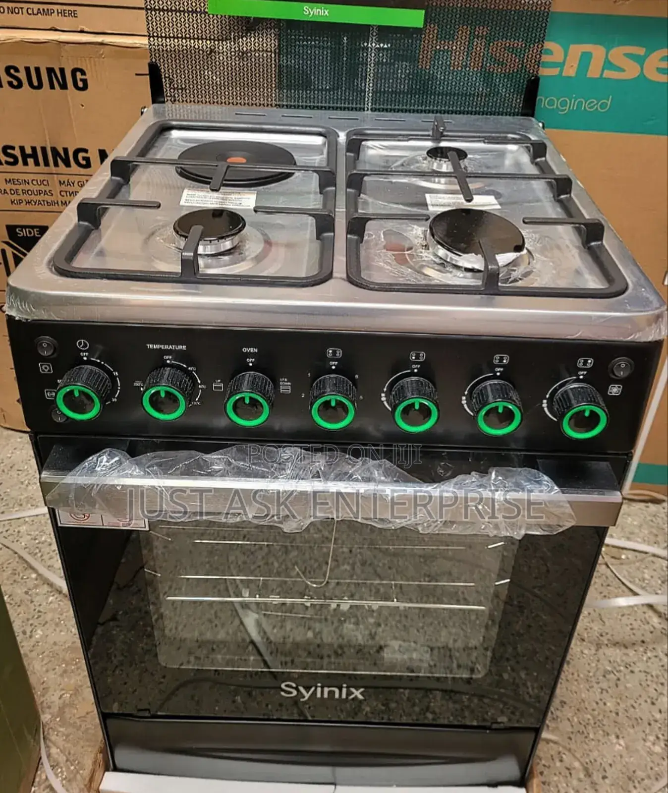 Syinix 60*60 - 3+1 Standing Gas Cooker 
With Electric Oven