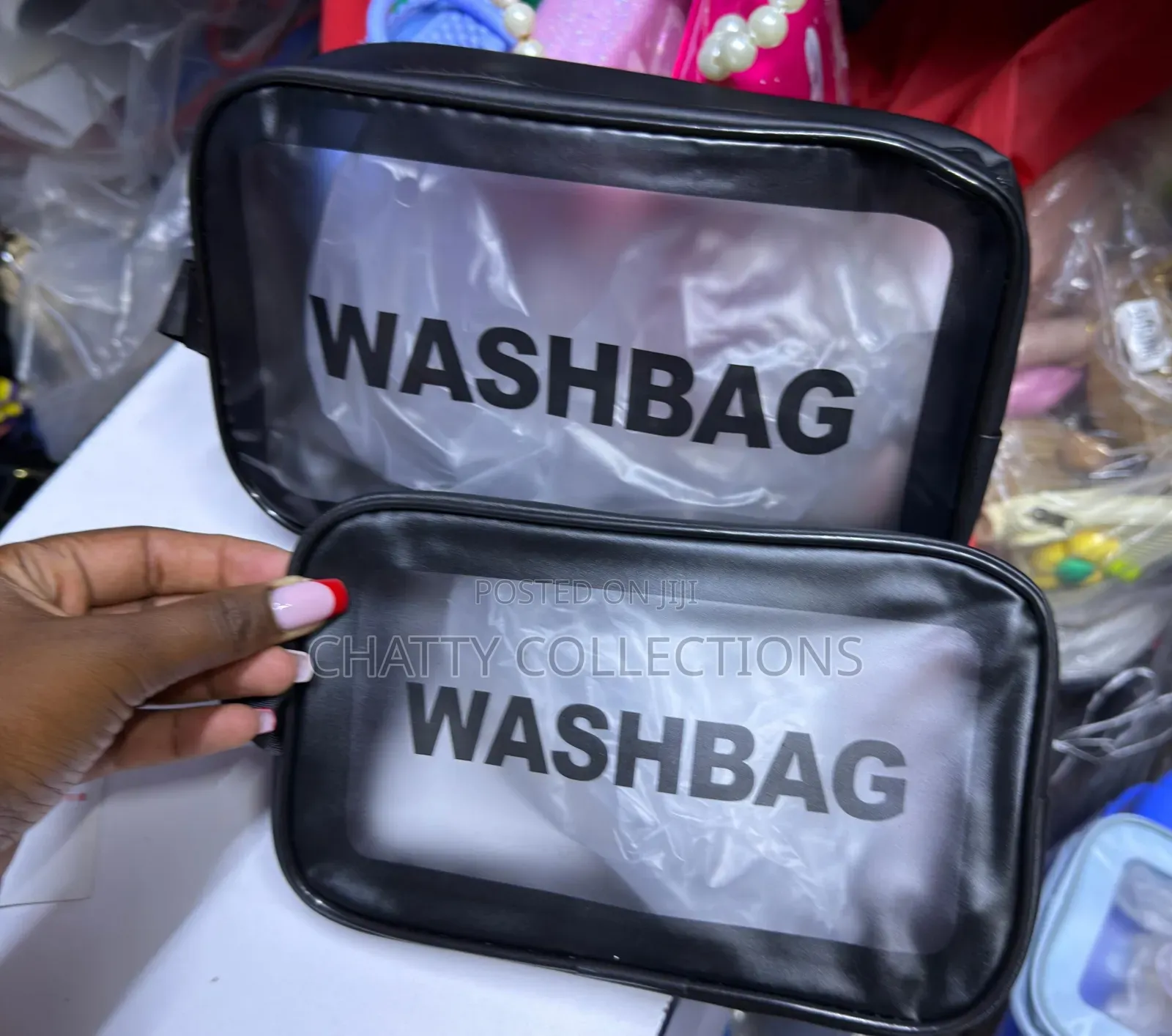Black 2 in 1 Transparent Wash Bag Set / Makeup Bag