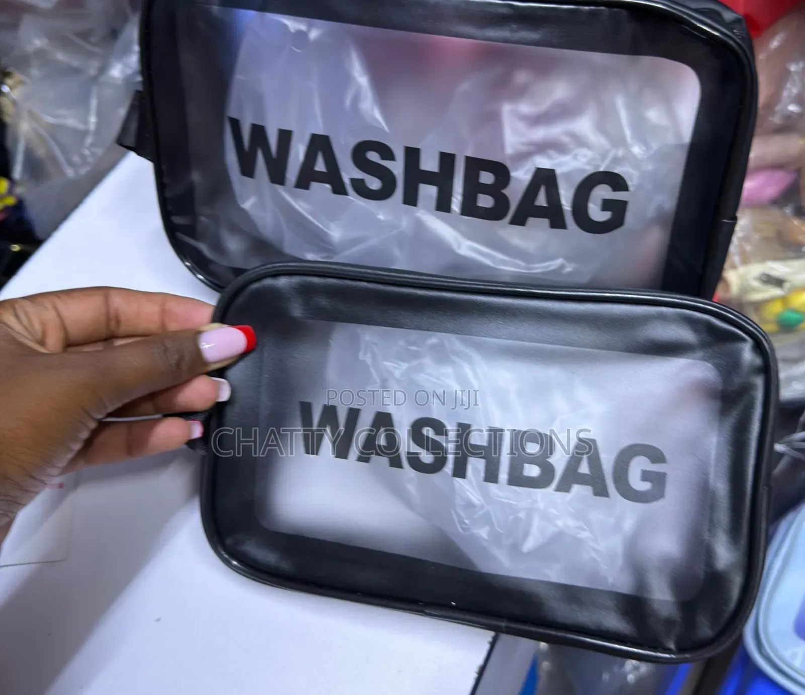 Black 2 in 1 Transparent Wash Bag Set / Makeup Bag