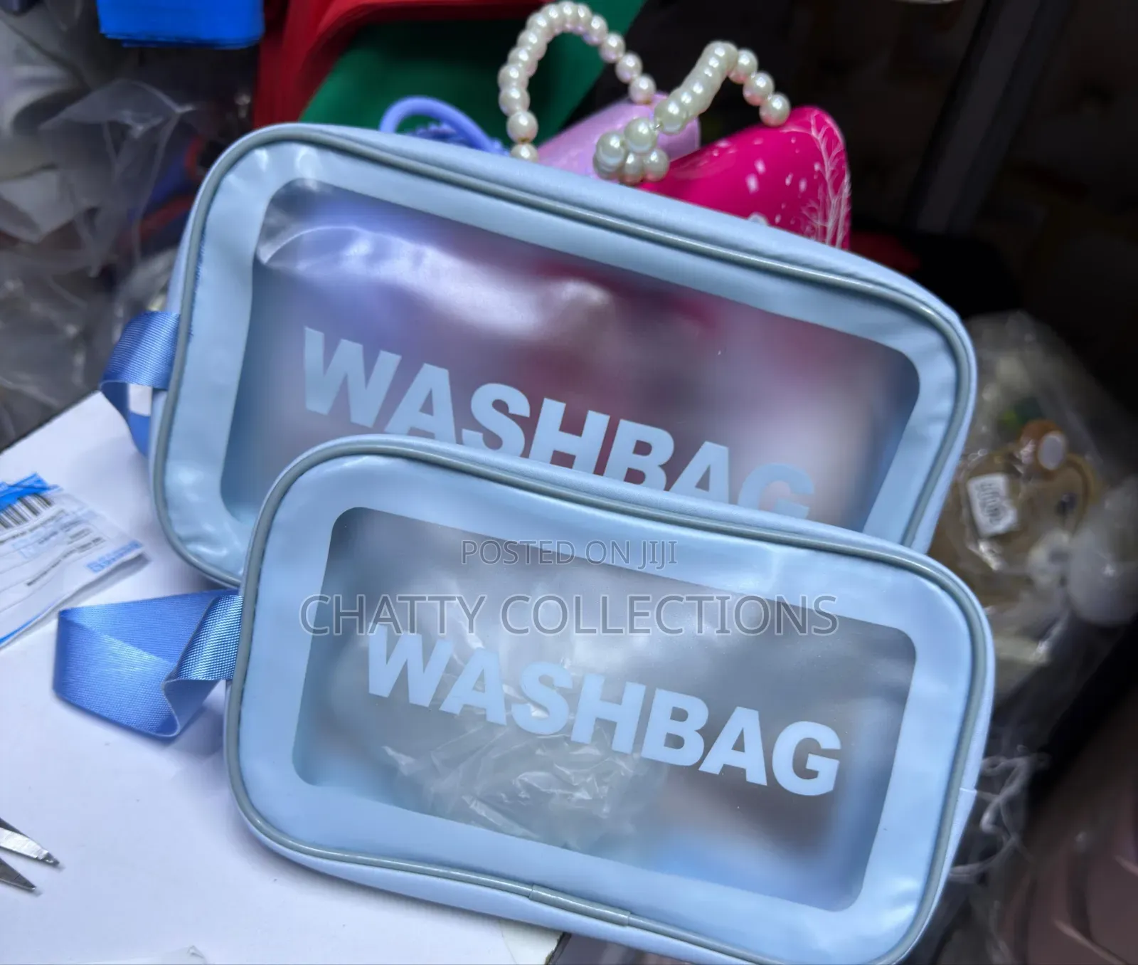 Blue 2 in 1 Transparent Wash Bag Set / Makeup Bag