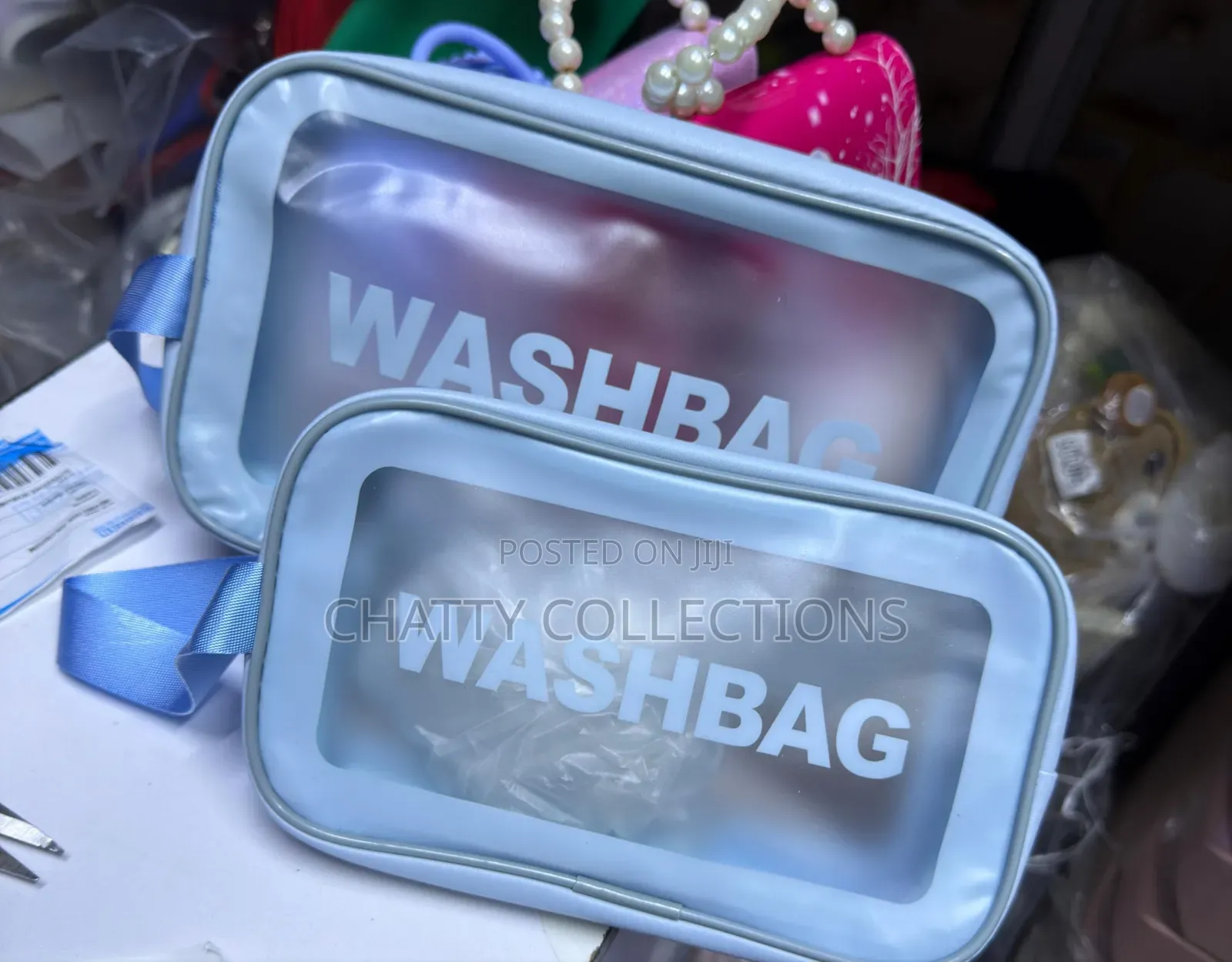 Blue 2 in 1 Transparent Wash Bag Set / Makeup Bag