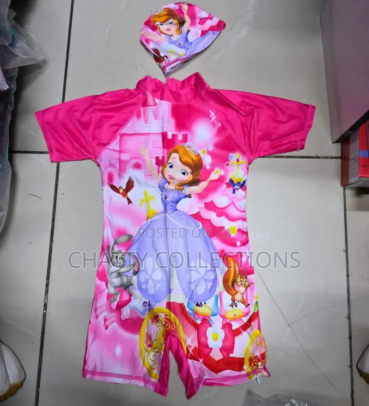 Cartoon Themed Swimming Costumes for Girls With Swimming Cap