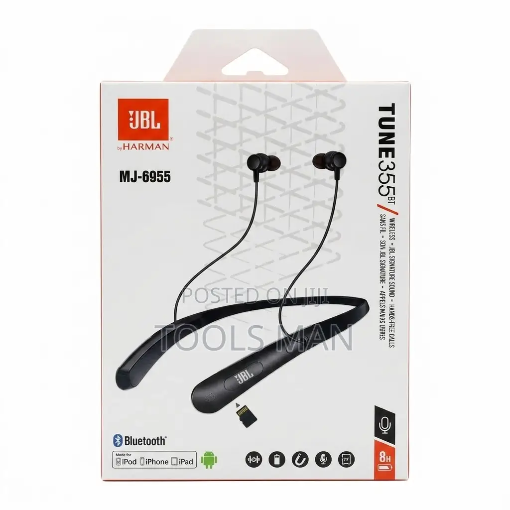 JBL Tune 355bt / Mj-6955 Wireless Neckband Earphones - Pure Bass Sound