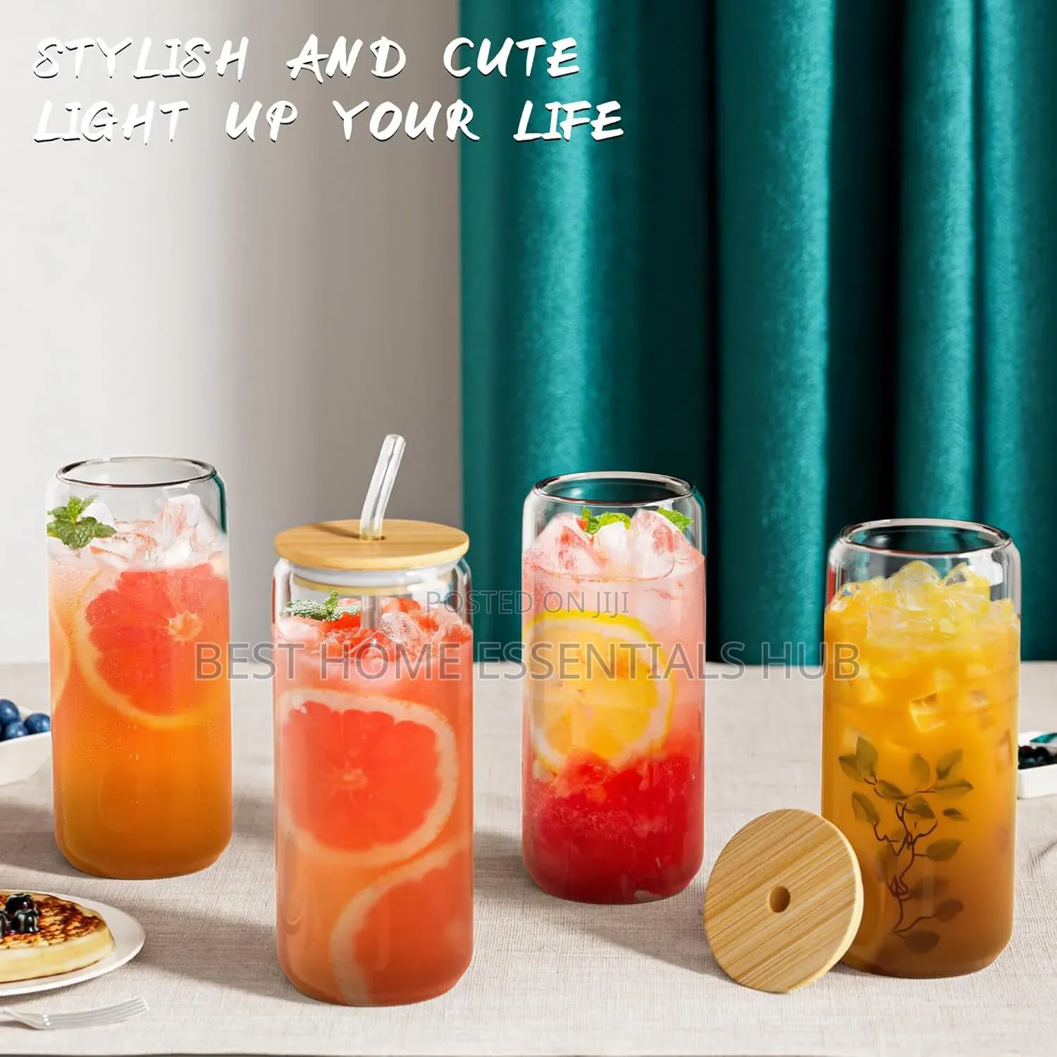 *Borosilicate Glass Cup With Bamboo Lid*
 500mls