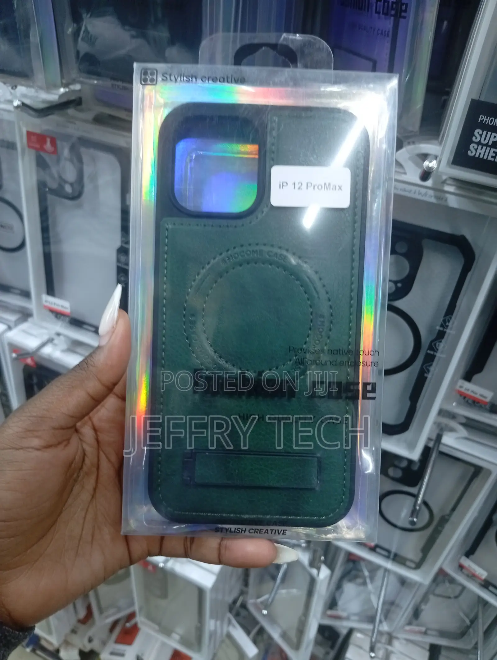 Green Leather Magnetic Phone Case Designed for the iPhone 12 Pro Max
