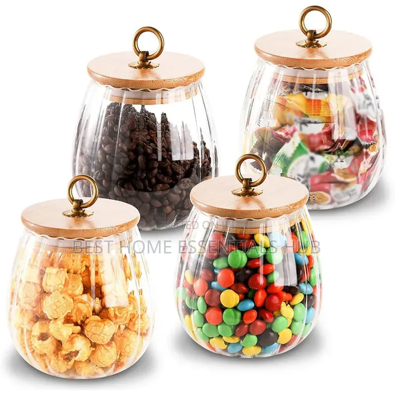 *Elegant Ribbed Glass Storage Jar 700mls