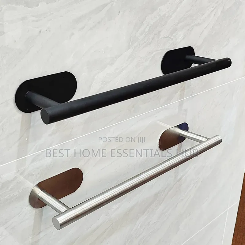 *Self-Adhesive Towel Bar-Black Silver