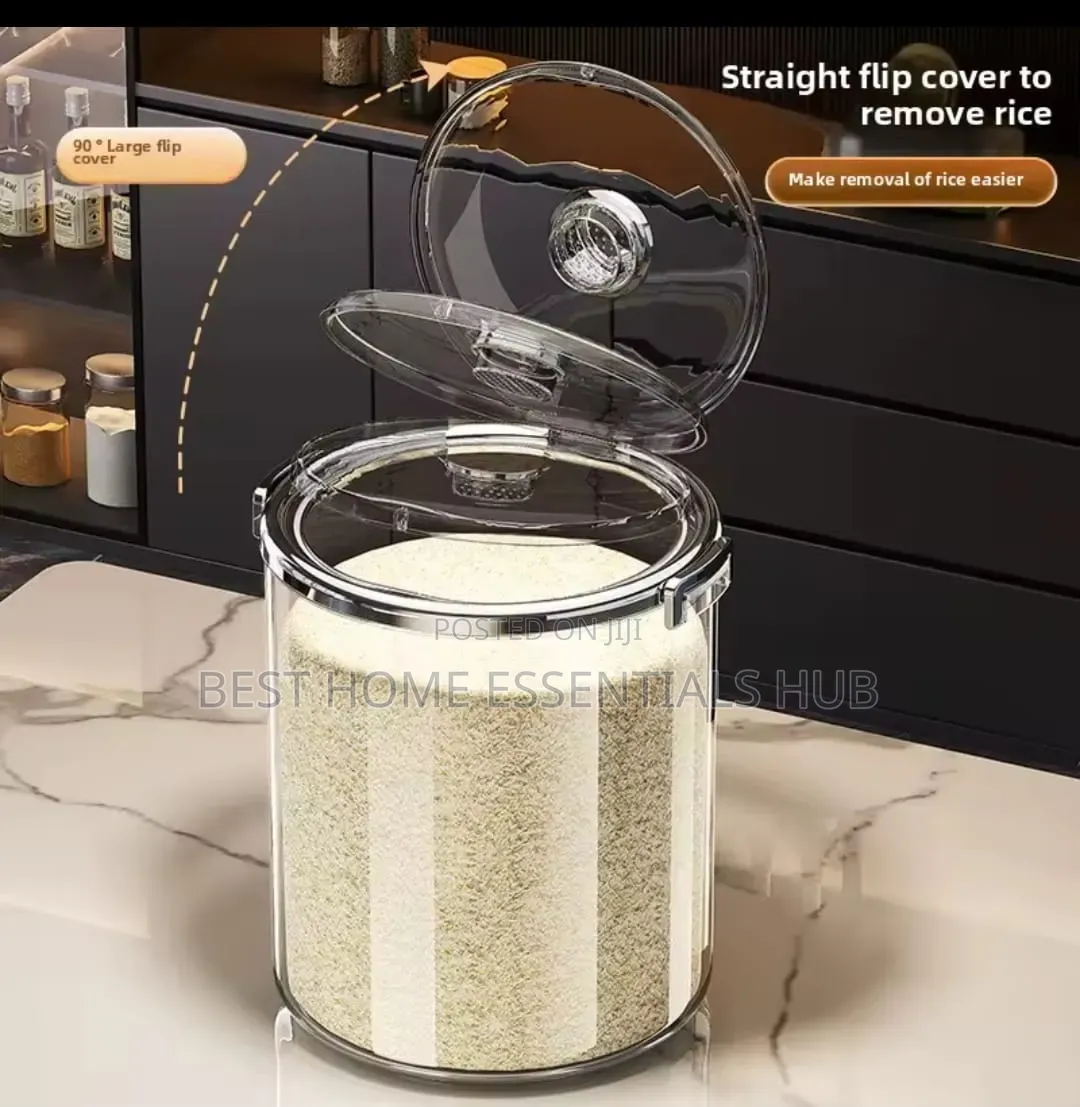 5kg Acrylic Airtight Transparent Rice Bucket With Flip-Top Lid* 5 KGS