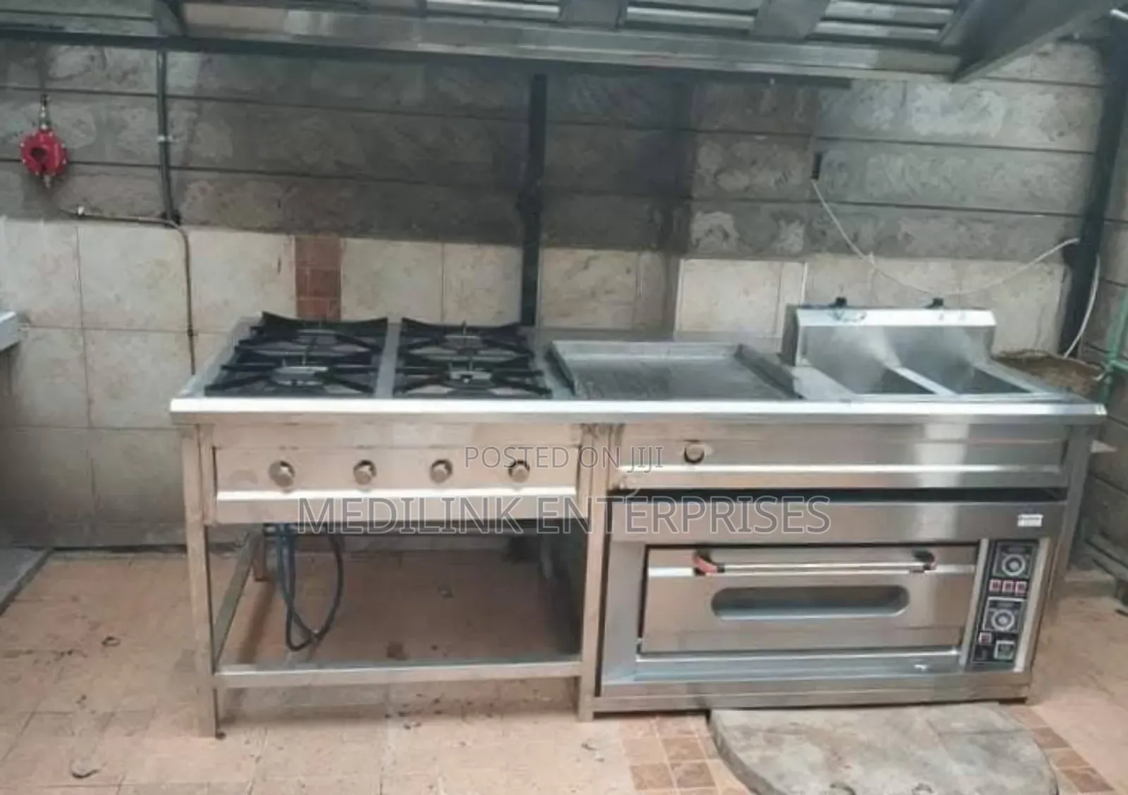 4-Burner+Grindle+Double Fryer+Oven