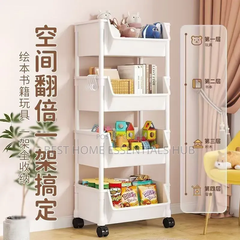 *4-Layer Trolley Bookshelf / Kitchen Storage Rack*