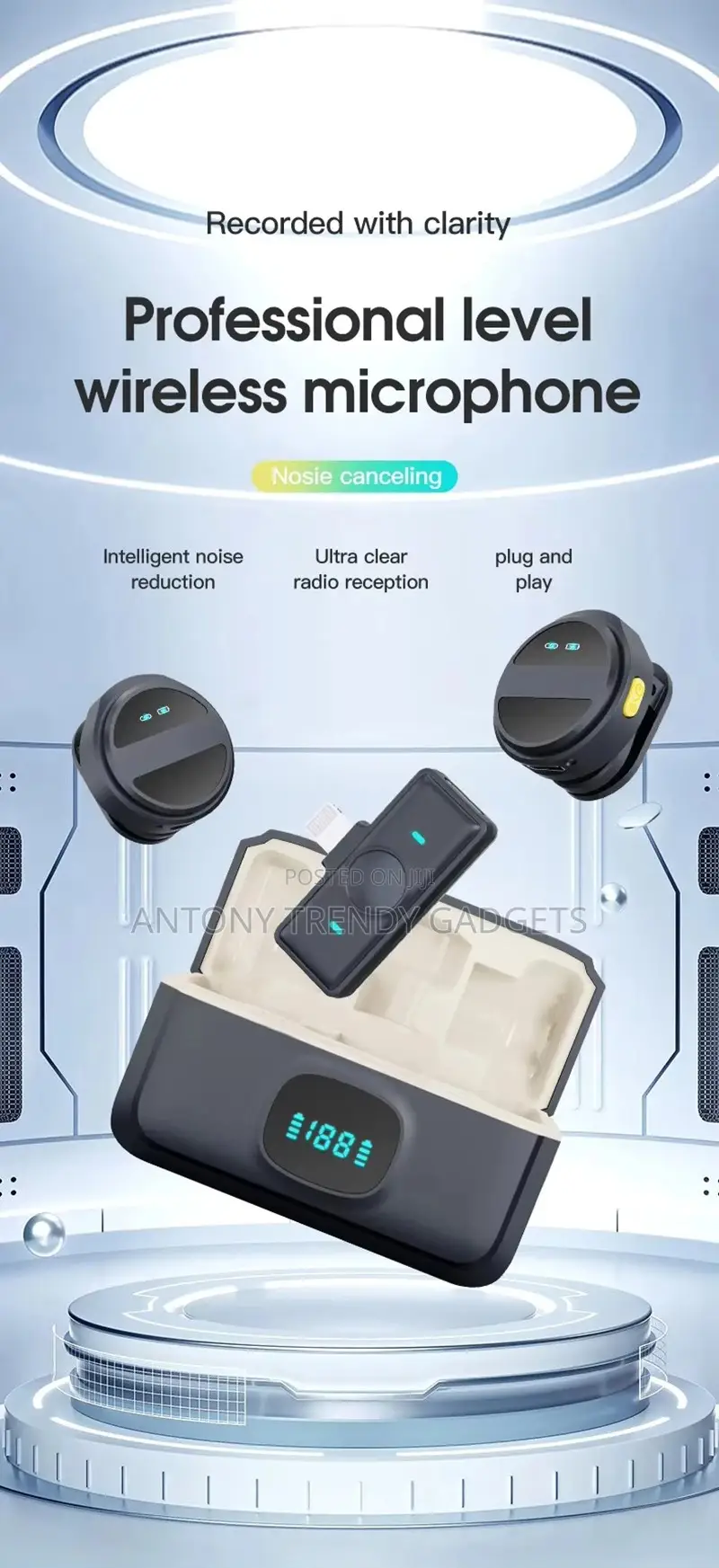 Sx21 Portable Wireless Microphone Anc 20m Recording