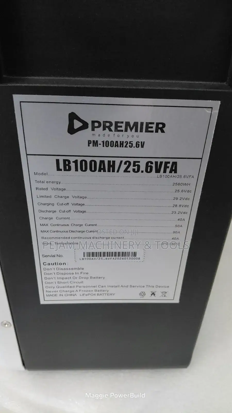 Premier Lithium Battery 100ah 25.6v/2.5kw