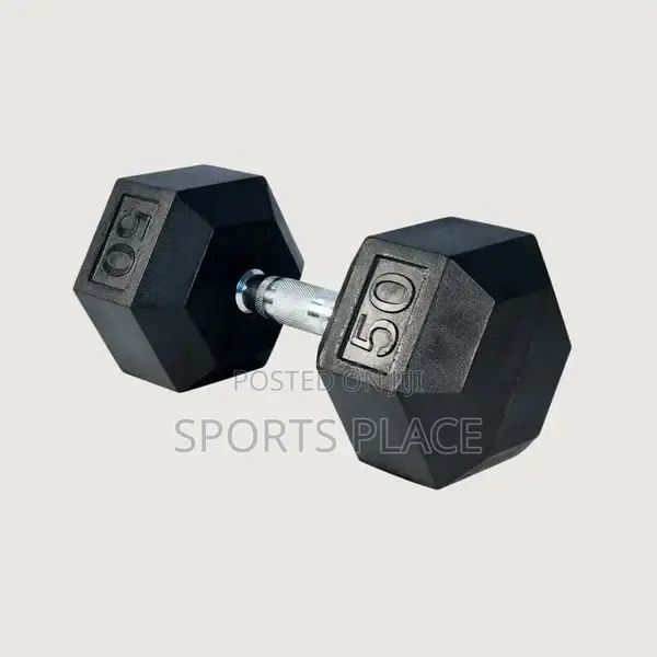 Rubber Coated 50kg Dumbell - Hexagonal - Single(1)