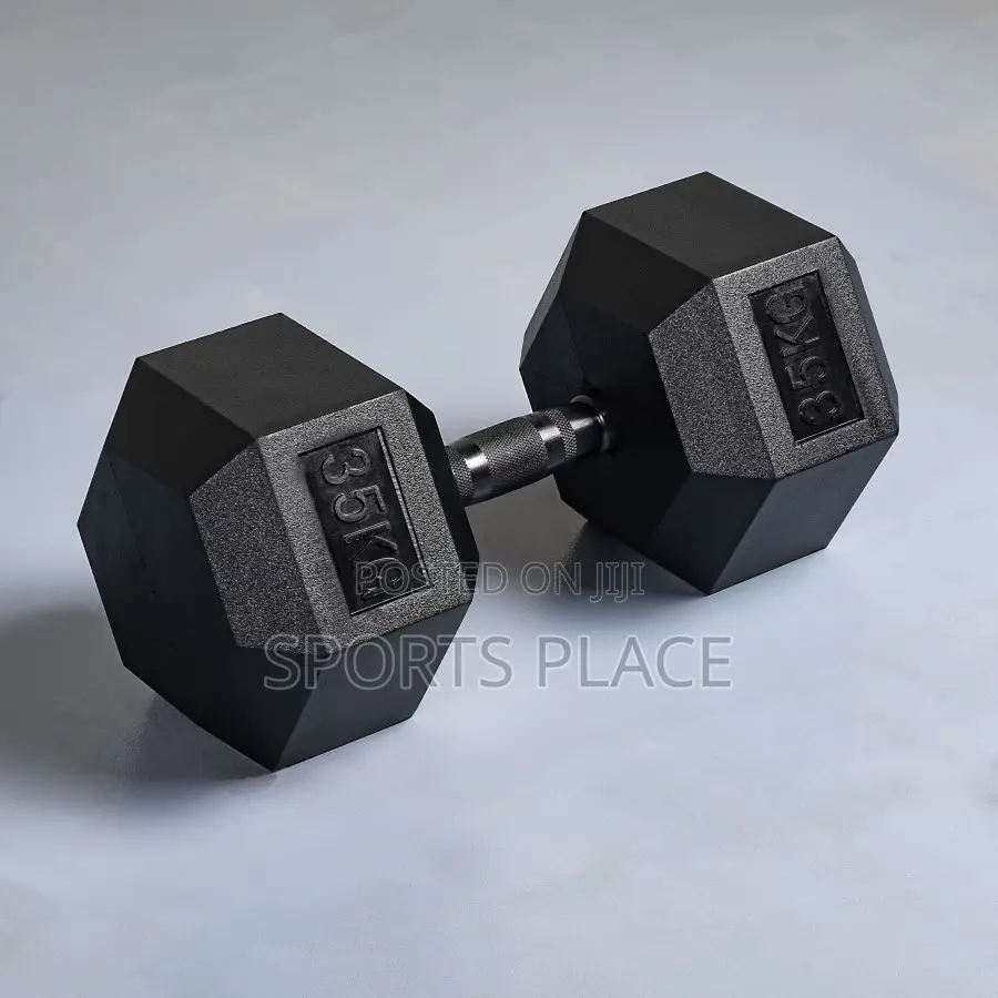 35kg Rubber Coated Dumbell - Hex - Single(1)