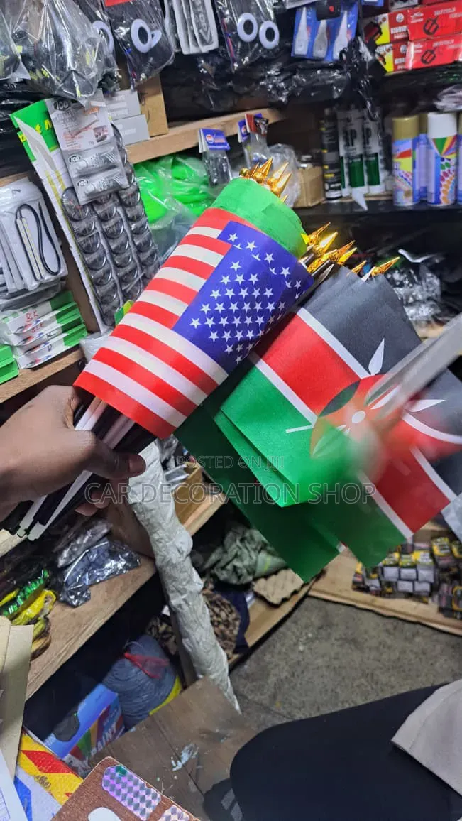 2pc Mini National Flag Decoration Kenyan/Usa