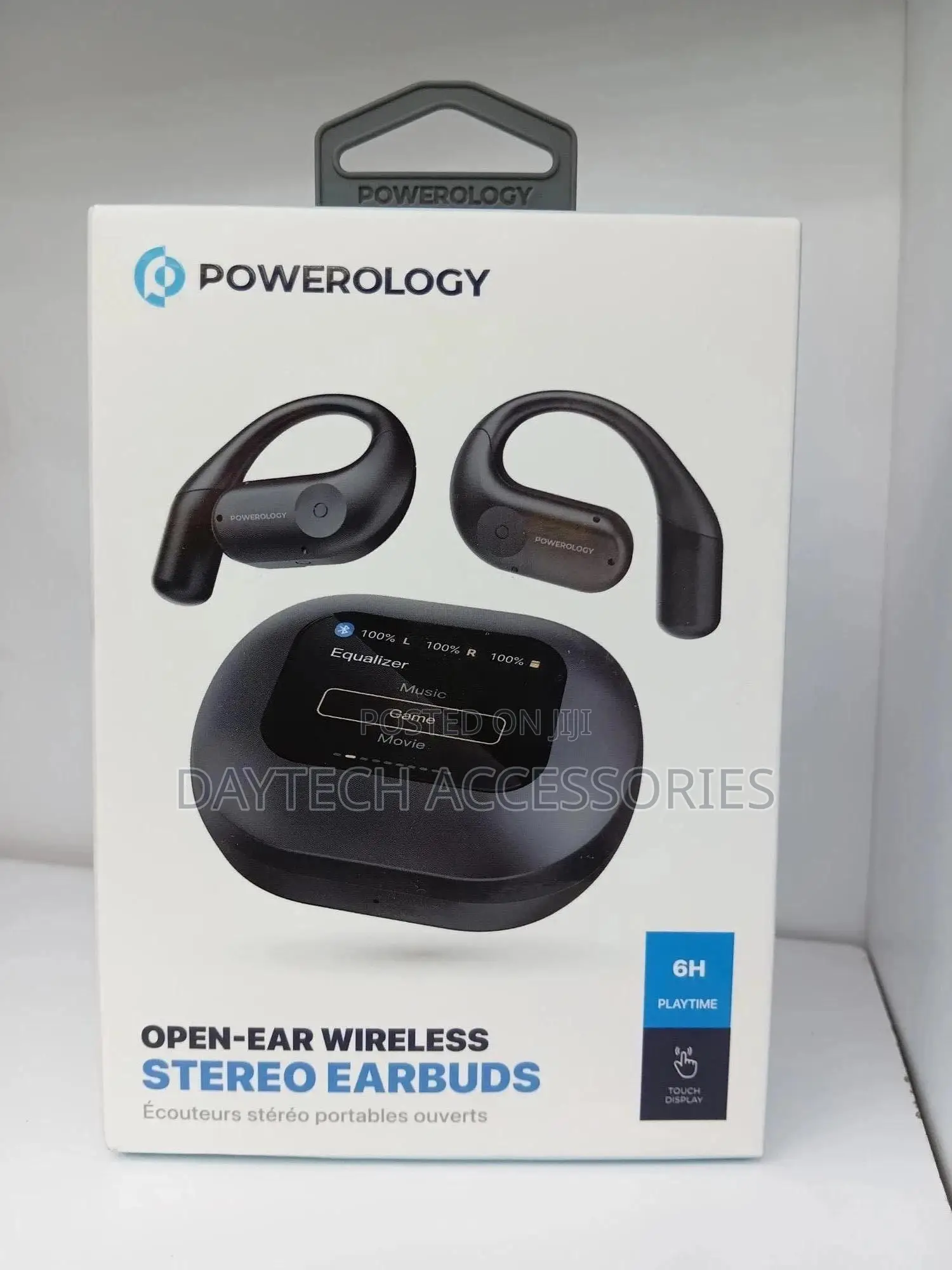 Powerology Enc TWS Air Conduction Earbuds and Charging Case Display
