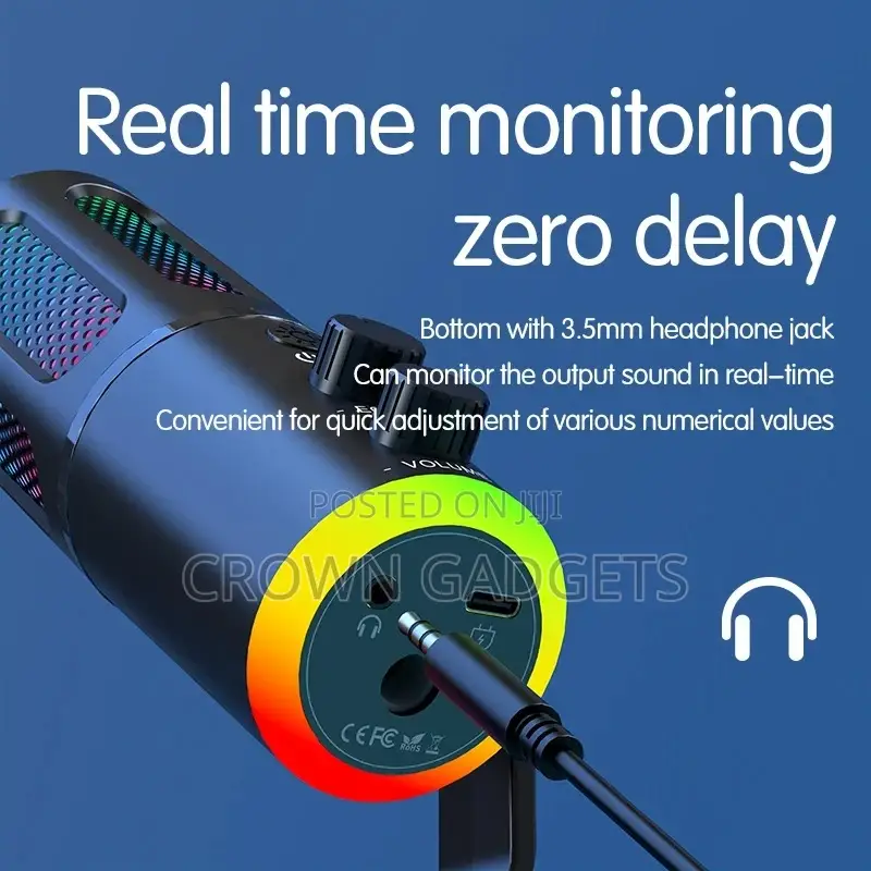 Usb Microphone for Pc Streaming Podcast With RGB Light