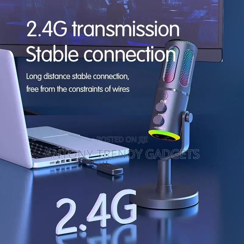 Usb Desktop Microphone RGB Lights Denoise Pc Ps5 Mic