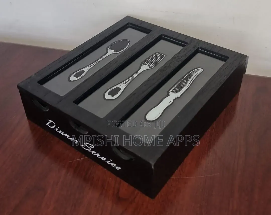 Wooden 3-Compartment Cutlery Organizer