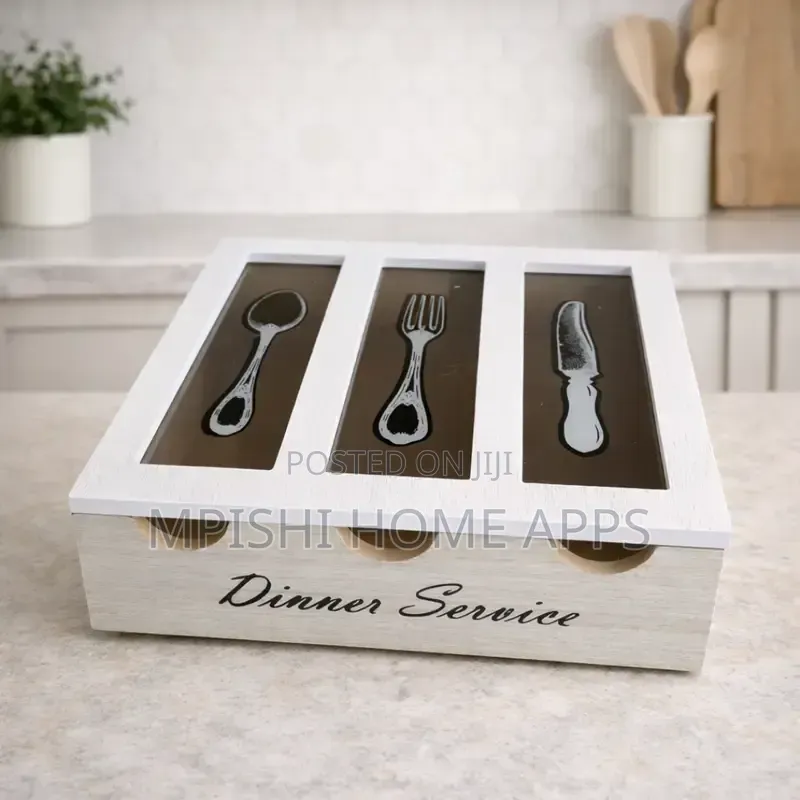 Wooden 3-Compartment Cutlery Organizer