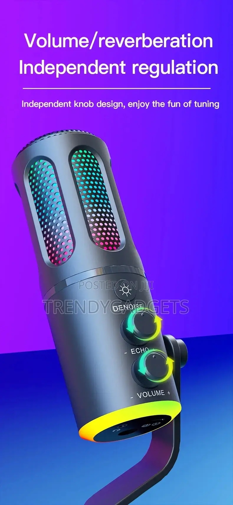 Usb Desktop Gaming Mic RGB Light Denoise for Pc Ps5