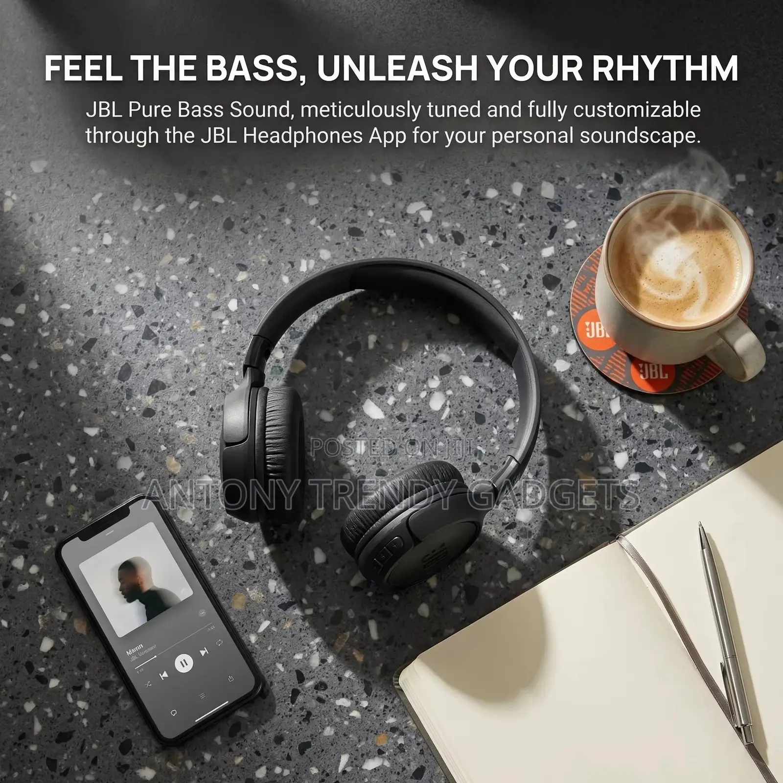 JBL Tune 520 Wireless Headphones, Lightweight Foldable