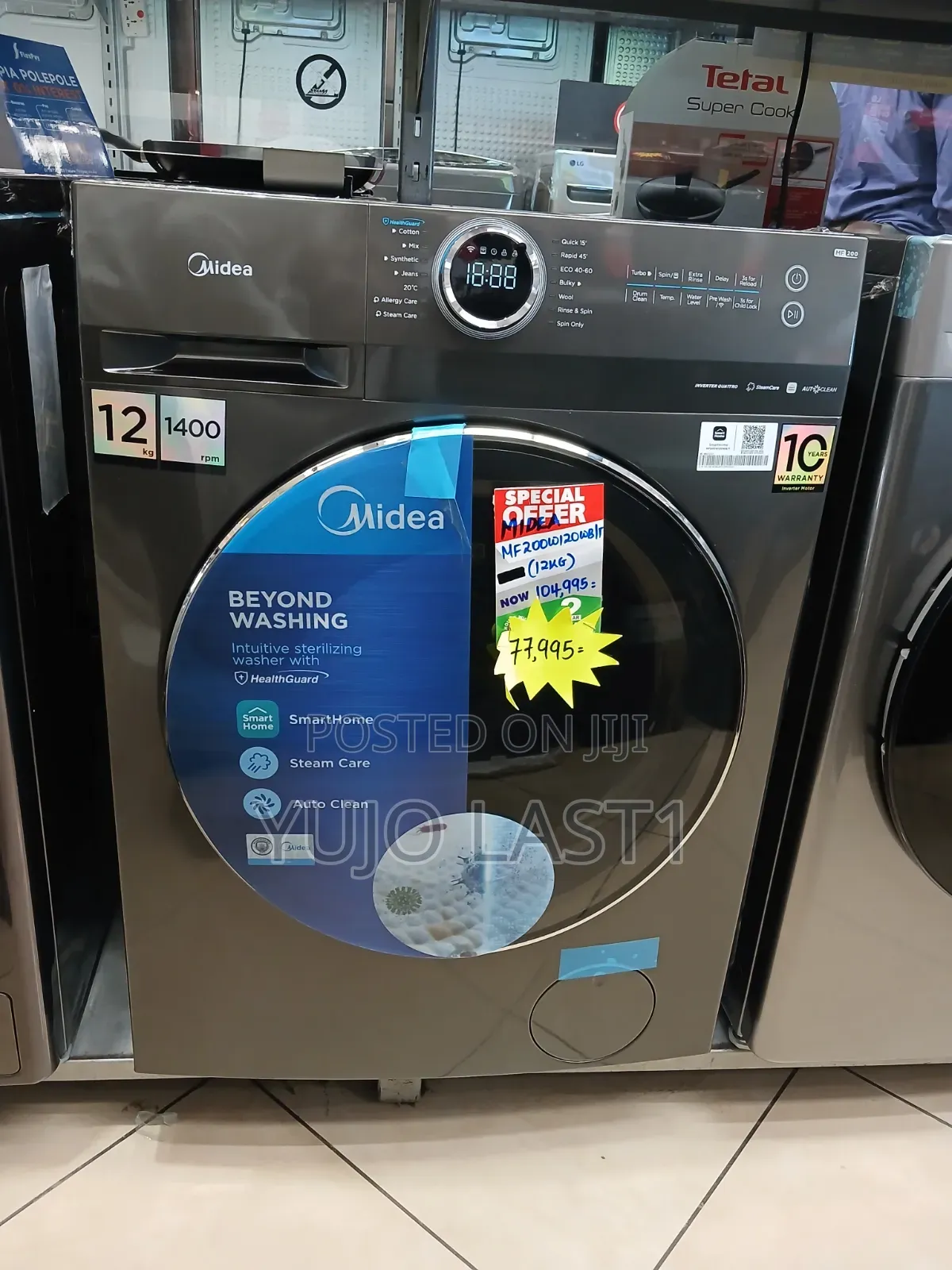 Midea Front Load Washing Machine 12kg, Titanium
Mf200w120wb/T