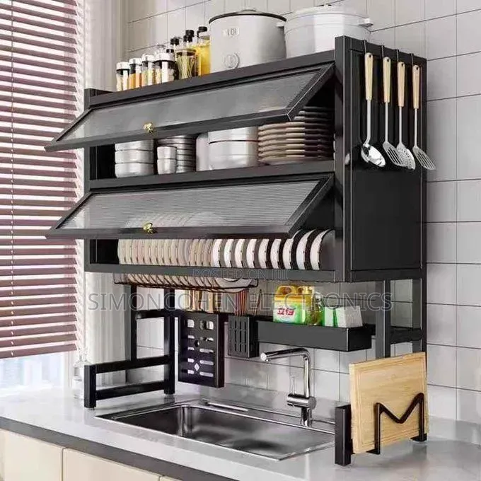 Double Over the Sink Dish Rack With Glass Acrylic Cover