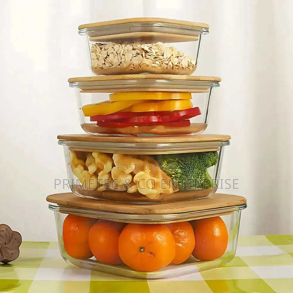 4 In1 Lock Fresh 4pc Heavy Glass Food Storage Containers