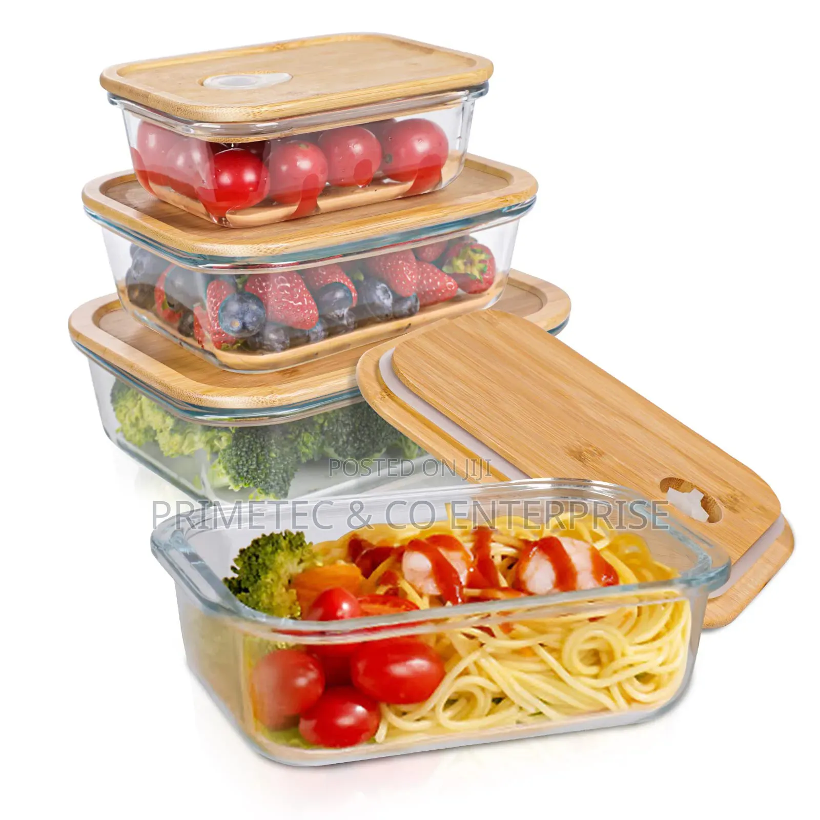4 In1 Lock Fresh 4pc Heavy Glass Food Storage Containers
