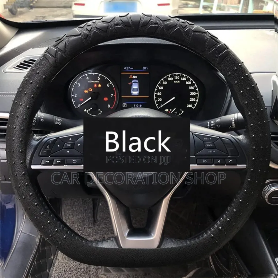 Black Silicone Steering Wheel Cover With Antislip Grip Exture Surface