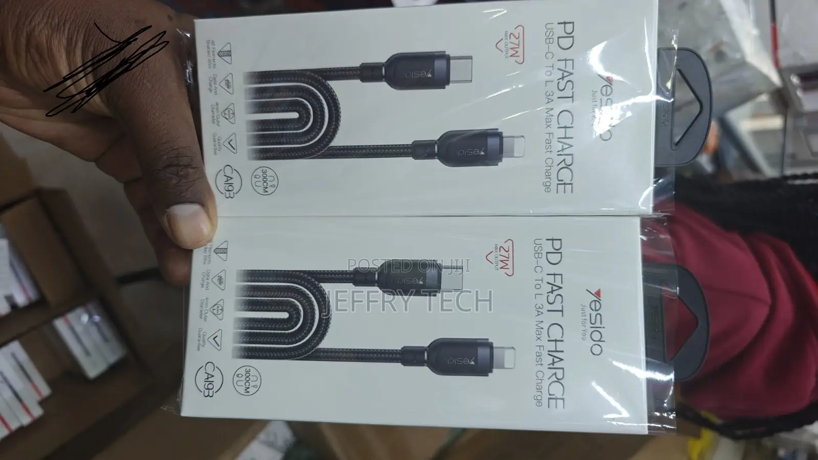 Yesido Ca193 27w Type-C to Lightning Data Cables in 3-Meter Lengths