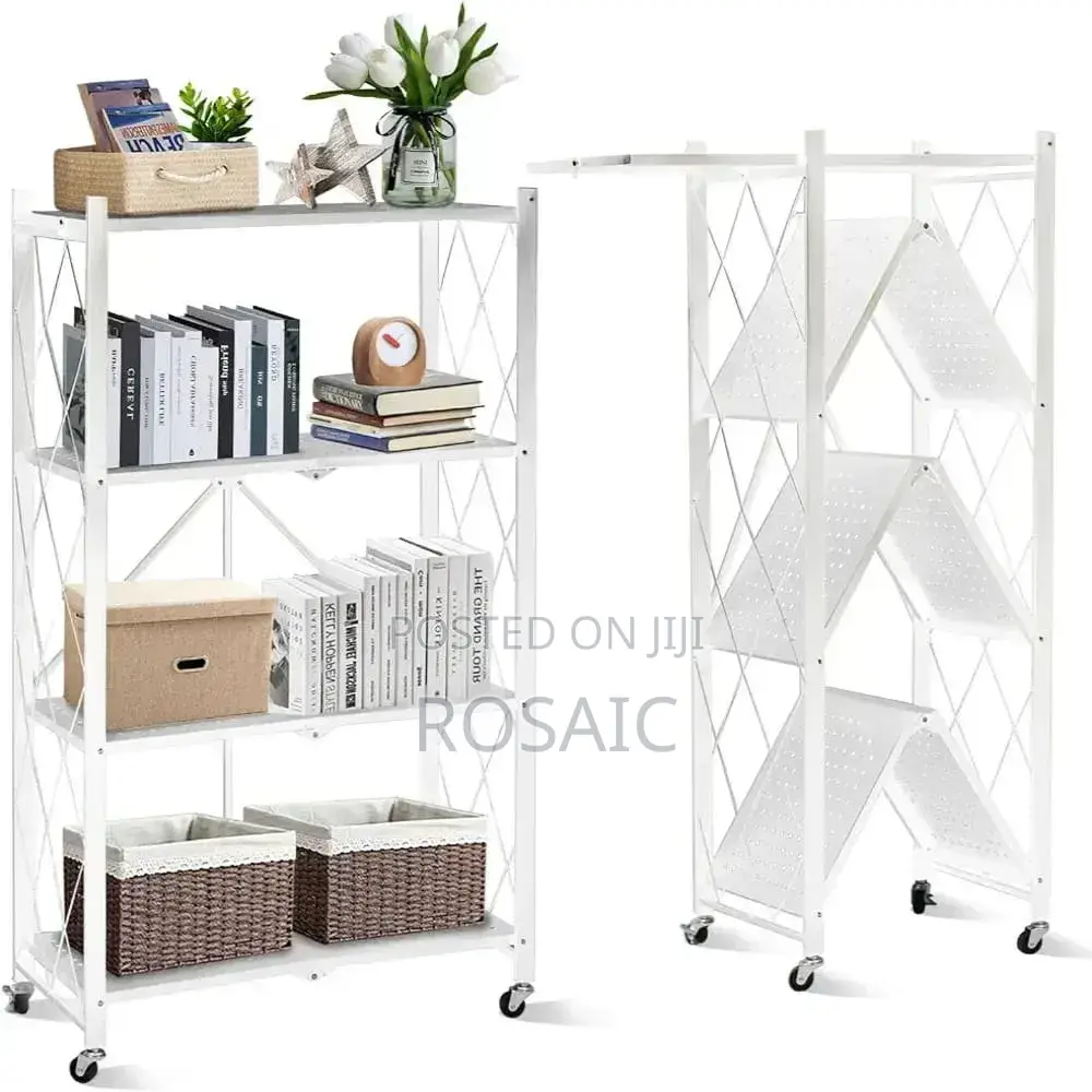 White Foldable Kitchen Rack 5 Tier