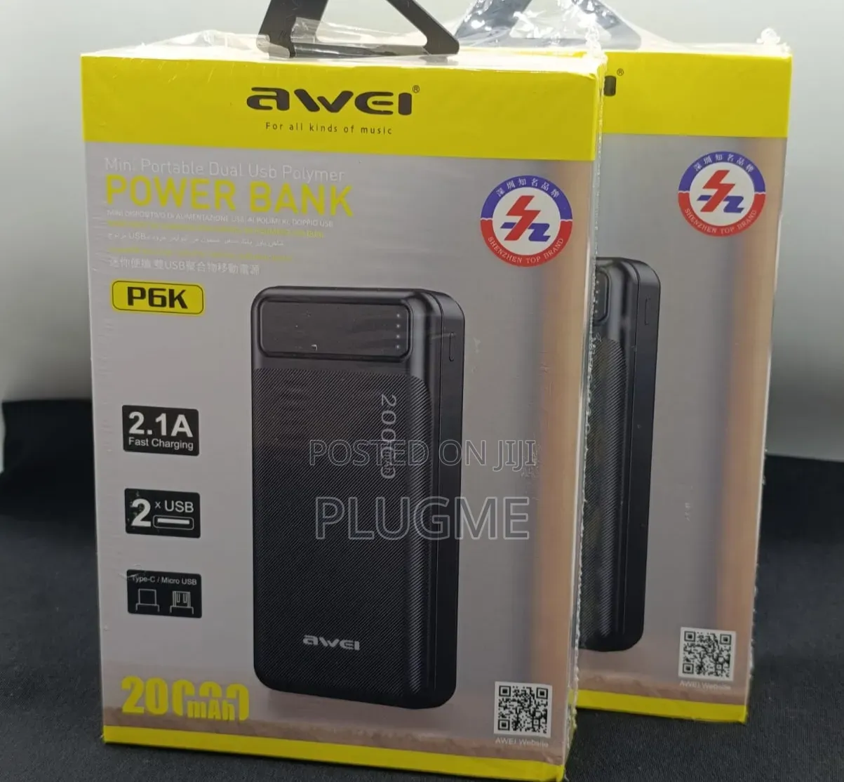 Awei P6k 20000 Mah Mini Portable Polymer Power Bank