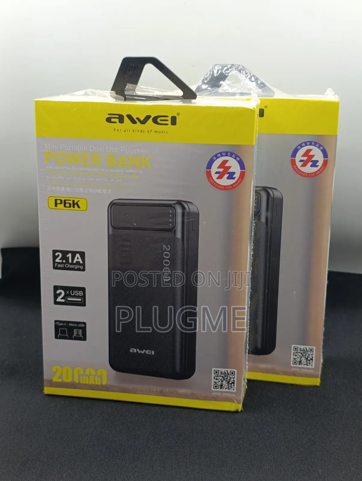 Awei P6k 20000 Mah Mini Portable Polymer Power Bank