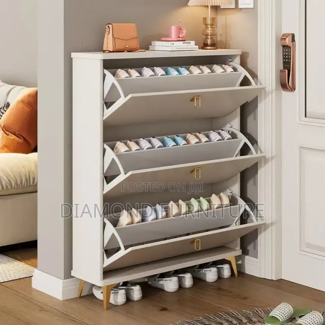 Modern Flip Shoe Cabinet 3 Tier | 8 Shoe Rack Organizer 90cm