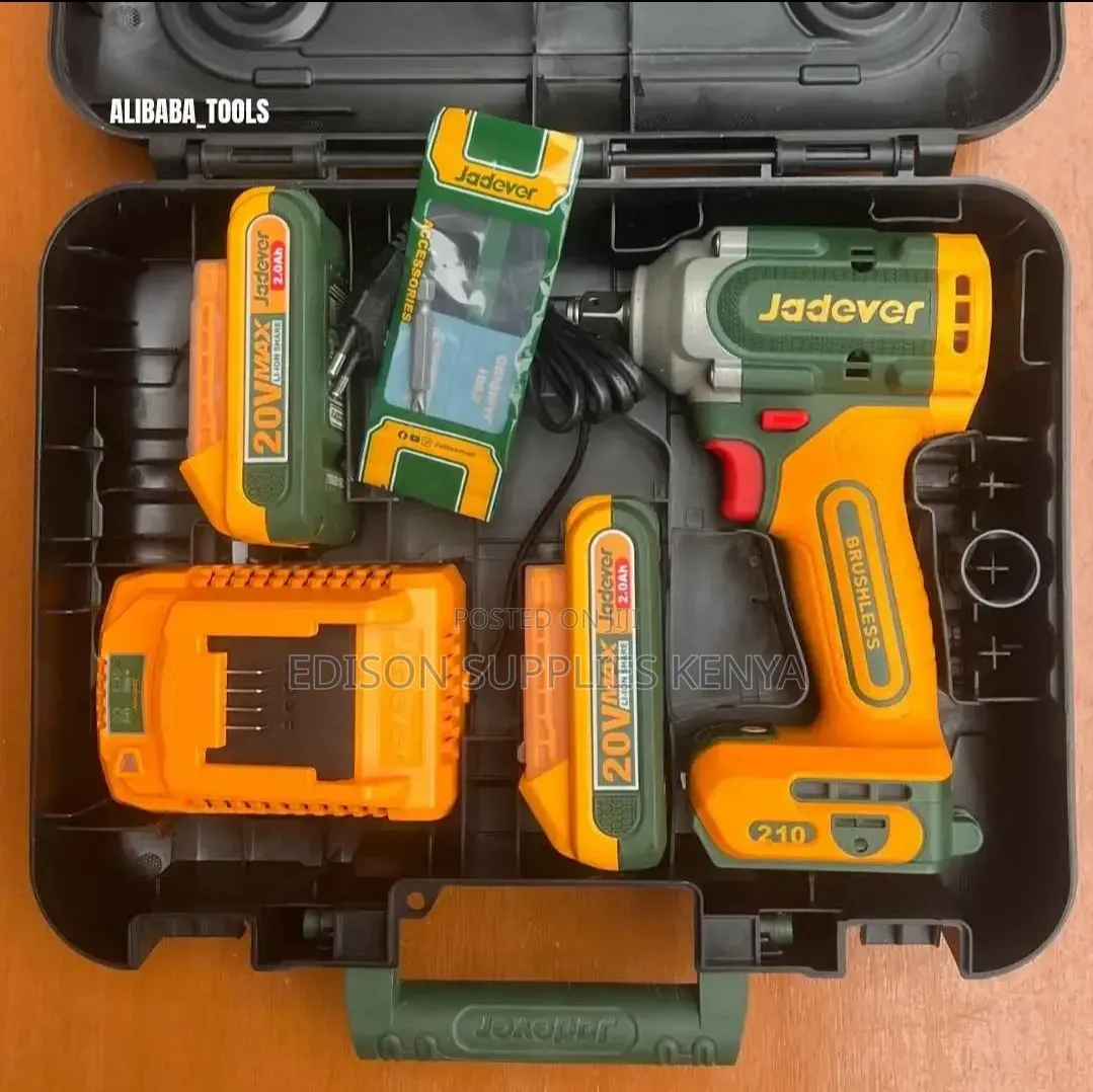 210nm Cordless Impact Wrench and Driver 2-in-1 Jadever 20v 2.0ah Batts