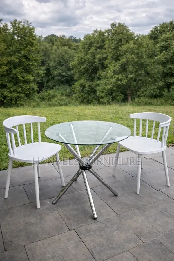 Round Glass 2 Seater Dining Set Outdoor – Modern Outdoor Furniture