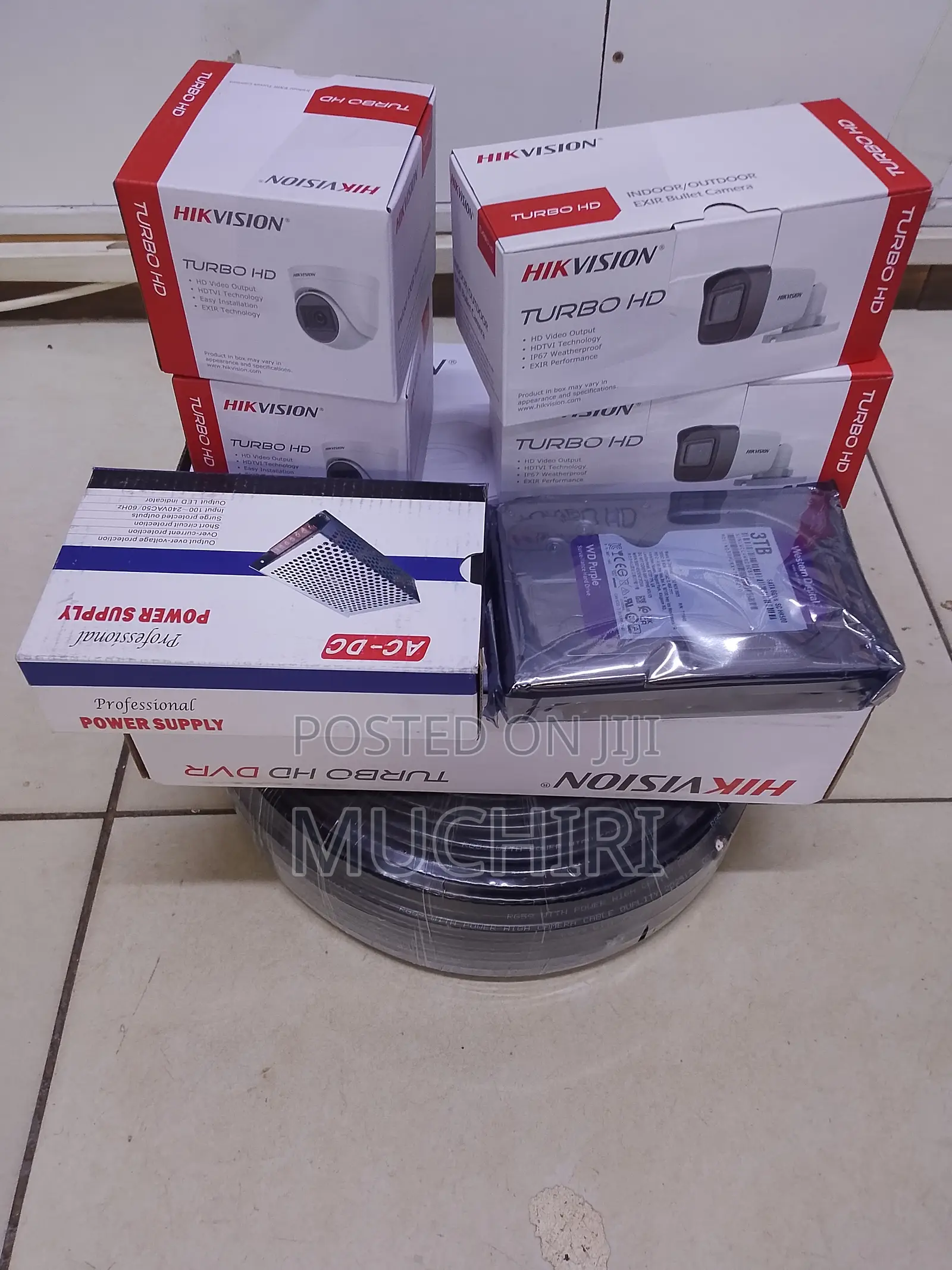 Hikvision 4ch CCTV Kit + HDD + Cable + Power Kit 4 CCTV Camera