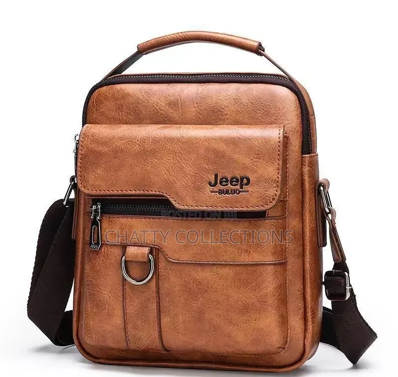 Light Brown Leather Jeep Boluo Men Shoulder Bags