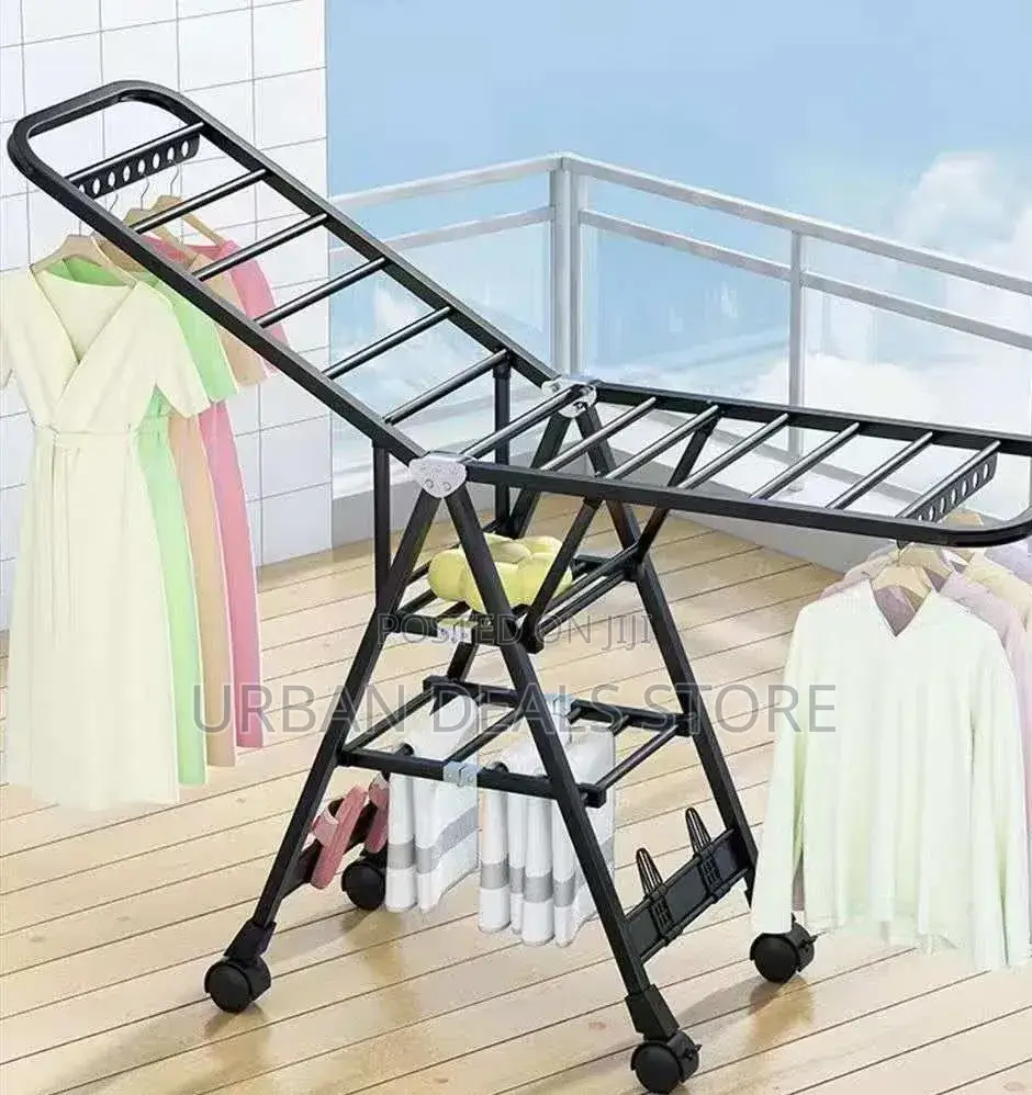 Foldable Heavy Clothes Drying Rack With Wheels