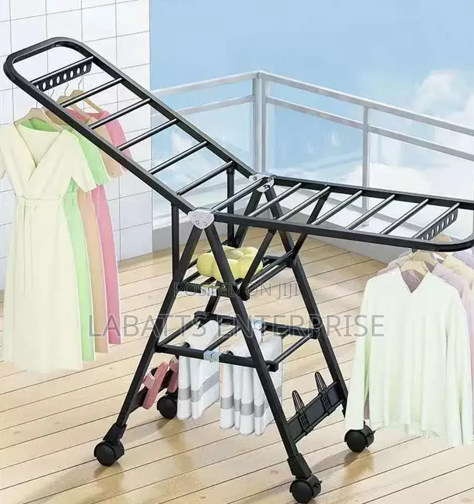 Foldable Heavy Clothes Drying Rack With Wheels
