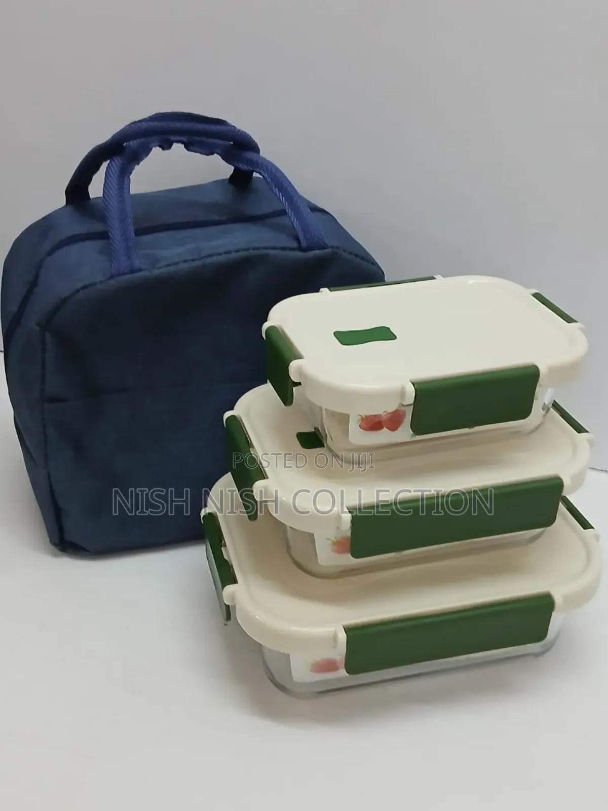 Glass Snack Box With Lunch Bag -3 Pieces