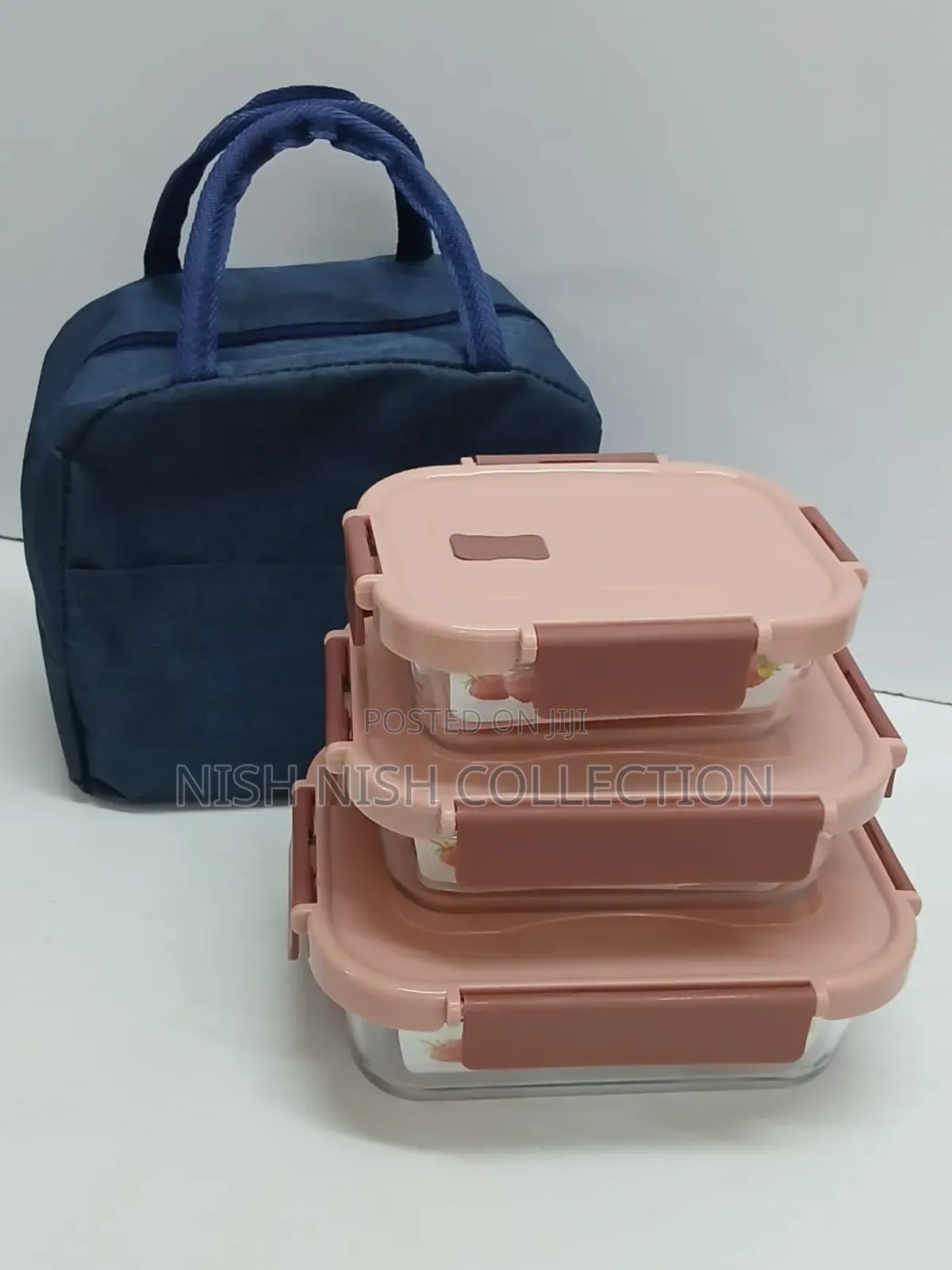 Glass Snack Box With Lunch Bag -3 Pieces